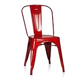 hjh OFFICE 645021 Bistrostuhl VANTAGGIO Comfort Metall Rot im Industry-Design, stapelbar