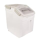 Mobiclinic® Pets, Futterbehälter, Für Haustiere, Feedpet, Fassungsvermögen 20L / 8Kg, Hermetischer Verschluss, 23x25, 5x36, 5cm, Inkl. Schaufel und messbecher, Mit rädern, Klarsichtfenster