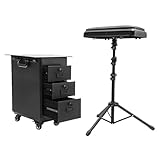 Kosmetikkoffer Trolley mit Armlehnenständer, Tattoo Koffer mit 3 Schubladen & Kombinationsschloss & Werkbank, Professionell Make Up Koffer, Tattoo Tisch Beauty Stand, Großer Friseurkoffer, Schwarz
