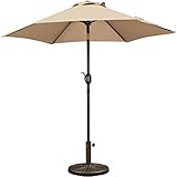 Yaheetech Gartenschirm Sonnenschirm mit Schirmständer Rund Marktschirm Neigbar Kurbelschirm Sonnenschirmständer Schirmgewicht für Outdoor und Balkon, 230 cm/Tan