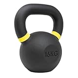 Strength Shop Kettlebell Gusseisen mit genormtem Griff, 1x 16 KG, Extrem Robust & Langlebig, Kugelhantel mit Gewichts-Farbmarkierung & Schwarzpulver-Beschichtung, ideal für Ganzkörpertraining