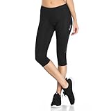 Santic Radlerhose Damen 3/4 Fahrradhose Gepolstert Radsportshorts Radhose Radsport-Leggings Tights Sitzpolster Elastische Schnell Trocknend Atmungsaktive Schwarz L