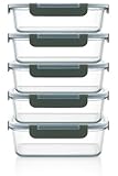 Visario 5 x Glas-Frischhaltedosen 1040 ml pro Glasbox | 5er Set Klick-Dosen mit Deckel | Silikon Dichtungsring | Glasbehälter mit Deckel | Aufbewahrungsdosen