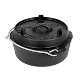 Petromax Feuertopf ft3 - Dutch Oven mit planem Boden für alle Herdarten, Gasgrill, Backofen, Gaskocher und offenes Feuer - sofort einsatzbereit ohne Einbrennen - Kochtopf mit Deckel - 1,6 Liter