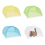 WeddHuis 4 Pcs Abdeckhaube für Essen Faltbare Kuchenabdeckung Fliegenschirm Lebensmittel Abdeckung Perfekter Fliegen Schutz für Essen Obst Picknick BBQ