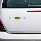 Ukraine-Flagge, Herzschlag, Autoaufkleber, Ukraine, Aufkleber, Auto-Stoßstangenaufkleber, Land-Souvenir, Vinyl-Aufkleber für Autos, LKW-Fenster, Laptop, Aufkleber, 15,2 cm