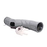PAWZ Road Schön Faltbar Katzentunnel Katzenspielzeug mit Ball Rascheltunnel für Katzen Welphln Kaninchenoder Kleintiere Grau
