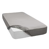 Mixibaby Spannbettlaken Jersey Spannbetttuch 100% Baumwolle Bettlaken Spannbettuch Laken 28 Farben, Größe:90 x 200 cm, Farbe:Grau