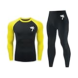 generisch 2026 Faschingskostüme Damen Männer Herren Langarm-Leggings Fitness Zweiteilige Sport-Tights Laufbekleidung Schnelltrocknende elastische Basketball-Radsportbekleidung (Yellow XL)