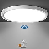 Lampe Deckenlampe mit Bewegungsmelder Innen, 18W LED Deckenleuchte Radar Bewegungssensor, 4000K Ultraslim Wandleuchte, Rund Sensor Licht für Flur Treppe Küche Balkon Abstellraum Keller 23×2,4cm