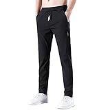 Slip Herren Schnell-Stretchhose, atmungsaktiv, Laufhose, Jogger, Kordelzug, Jogginghose mit Taschen, für drinnen und draußen (BK1, XXL)