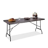 Relaxdays Gartentisch klappbar BASTIAN, groß, Tragegriff, stabiler Campingtisch, H x B x T: 72 x 178 x 74 cm, braun