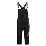 Generisch Jeans Latzhose Herren Casual Alle Jahreszeiten Jumpsuit Arbeitsoverall Stretch Strapazierfähige Arbeitshose Hose Fashion Verstellbarer Overall Bequem Retro Workwear Streetwear