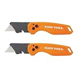Klein Tools 44313 Klappbares Universalmesser mit seitlichem Entriegelungsknopf, kompakt, doppelte Verriegelungspositionen für vielseitige Schneidemöglichkeiten, 2er-Pack
