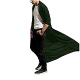 Herren Wollmantel Herrenmode lange dünne lange Windjacke lässiger einfarbiges Oberteil Herren Luxus Mantel (Green, XL)