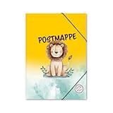 itenga Postmappe Gummizugmappe mit Motiv DIN A4 mit Gummizugverschluss - Sammelmappe Eckspanner (Löwe)