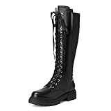 DREAM PAIRS Kniehohe Damenstiefel Stiefel Damen Flach rutschfeste Laufsohle Stylisch & Praktisch Winterstiefel Damen SDKB2203W-E SCHWARZ Größe 40 (EUR)