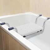 Badewannensitz Senioren, Duschsitz Duschbank für Badewanne, Badebrett Badewanne, Badewannenbrett mit 2 Verstellbaren Breiten, Aluminium, Tragfähigkeit 136 kg, Weiß