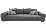Big Sofa XXL B306/T134/H86 cm, bequeme Lounge Couch mit hochwertiger Federkernpolsterung, viele Kissen, Liegefläche 120 cm x 240 cm, angenehmer Mikrofaserstoff-Bezug in Grau / 15114