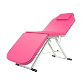 awolsrgiop Massageliege Klappbar 3 Zonen, Mobile Kosmetikliege Massagetisch, Winkel einstellbar Professionelle Massageliegen, Tattoo Liege mit Kissen, Rosa