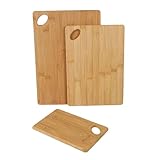 Set mit 3 Mehrzweck-Schneidebrettern aus Bambus, effiziente Küchenzubereitung, Zubehör zum Schneiden, Würfeln und Servieren von Bio-Bambus-Brett