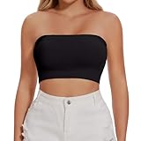 Joyshaper Damen Nahtlos Bandeau BH Trägerloser ohne Bügel Bra Tube Top Push Up Schulterfrei Crop Top Oberteil Schwarz,L