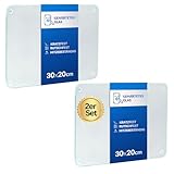 getgastro 2-er Set Schneidebrett Glas 30x20, Rutschfest mit Füße, Glasschneidebrett ohne Mikroplastik, hygienisches Küchen-brett, kratzfeste & hitzebeständige Oberfläche