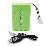 Gecoty® 9.6V 2400mAh NiMH Akku, Wiederaufladbarer AA Akkupack mit KET 2P Anschluss und Ladekabel, für RC Truck RC Tank und RC Schlachtschiff