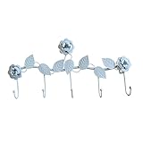 Huthalter aus Gusseisen, Schlüsselhalter, Wandaufhänger, rustikale Blumengarderobe, Wandmontage, Wand-Organizer, dekorative Bauernhaus-Haken für Handtücher, Taschen, Schals, Schlammblau