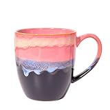 500 ml einzigartige Kaffeetasse aus Keramik, handgefertigte große Teetasse mit Ofenwechselglasur für Büro und Zuhause, Kaffeetassen für Tee, heiße Schokolade und mehr (Rosa)