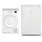 Beko DC 7130 N b100 Kondenstrockner & TSE1285N Tischkühlschrank, 4-Sterne-Gefrierfach, 35 dB, 114 l Gesamtrauminhalt, 101 l Kühlen, 13 l Gefrieren, weiß