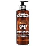 L'Oréal Men Expert XXL 3-in-1 Bartshampoo für Männer, Für Bart, Gesicht und Haar, Beruhigende Bartpflege für Männer gegen Schuppen mit Zedernholzöl, Barber Club, 1 x 400 ml
