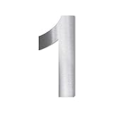 Metzler Edelstahl Hausnummer - V2A Edelstahl grob geschliffen - Schrift Arial - Höhe 20 cm - Ziffer 1
