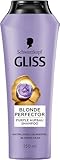 Gliss Blonde Perfector Purple Shampoo (250 ml), Blond Shampoo mit Anti-Gelbstich-Effekt für natürlich blondes und gefärbtes Haar, mit Peptiden & Blaubeer-Extrakt