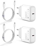 20W iPhone Ladegerät,2er-Pack USB C Schnellladegerät und 2M Lightning-auf-C-Ladekabel,Stecker Charger Power Adapter,USB C Netzteill Kompatibel mit iPhone 14/14 Pro/13/13 Pro/12/11/XS Max/XS/X/SE/iPad