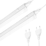 Qsmile LED Unterbauleuchte Küche 32 cm, 2er-set T5 4W 570lm 4000K Erweiterbar LED lichtleiste Kellerlampe Mit Schalter Und Eurostecker Bis Zu 10 Leuchten Können in Reihe Geschaltet Werden, 2 Stück