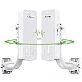 Adalov CPE660 WiFi Bridge mit 2 Halterungen, 3KM 5.8G Point-to-Point WLAN Bridge Outdoor CPE, Wireless Bridge für PtP/PtMP mit 14dBi Antenne, PoE Adapter, 2 RJ45 Ethernet Ports, 2 Pack WLAN Richtfunk