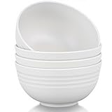 GZTFPQ Plastik-Schüssel - Set, leichte Schüsseln von 4, Getreide-Schüsseln Unzerbrechliche Geschirrspüler & Mikrowelle-Safe, wiederverwendbare für Reis-Nudelsuppe Snack Salat Frucht (Weiß)