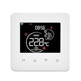 Drivstraw Programmierbares WLAN Thermostat für Elektro-, Gas- & Wasserkesselanlagen - LED-Anzeige, Fußbodenheizung kompatibel, Fernbedienung & Sprachsteuerung (für Alexa) - 86x86mm Weiß (Kesselheizung