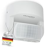 Oktaplex Bea Bewegungsmelder Außen IP65 schwenkbar 180° Infrarot-Sensor 12m Reichweite 230V weiß mit Dämmerungssensor