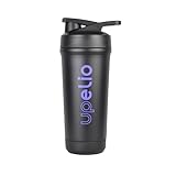 Upelio - Protein Shaker Edelstahl | Schwarz | 750ml Fitness, Gym Eiweißshaker mit ausdrehbarem Shaker-Ball | BPA-Frei