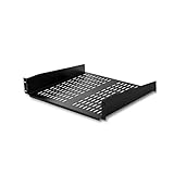StarTech.com 2 HE Server Rack Fachboden - Universelle Perforierte Rackablage für 19 Zoll Netzwerk/Serverschrank - Schwerlast Stahl - 23 kg Tragkraft - 40 cm Tiefer Fachboden, Schwarz (CABSHELFV)