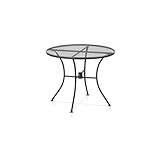 KHG Gartentisch Anthrazit, wetterfestes Eisen-Gestell, für 2 Personen, runder Balkontisch, Outdoor 71x90x90 cm, 50 kg belastbar