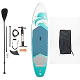 Stand Up Paddling Board, mit Finnen, Verstellbares Paddel, Pumpe und Aufbewahrungstasche, Tragkraft bis 150Kg, Komplettes Zubehör Paddle Board für Yoga, Reiseexpeditionen, Surfspots
