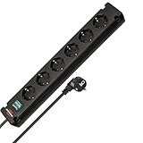 Brennenstuhl Bremounta Steckdosenleiste 6-Fach mit Schalter (Mehrfachsteckdose mit 90 Grad Steckdosen, Steckerleiste mit Befestigungsmöglichkeit und 3m Kabel) schwarz