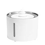 Amazon Basics Trinkbrunnen für Haustiere, Kleintiertränke, Hundetränke, Edelstahl, 3 L, mit 3 Kohlefiltern, Weiß