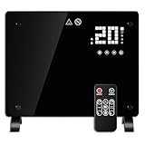 DONYER POWER 1000W Konvektor-Heizung, ultradünne Wandmontage oder freistehend, 24H Timer-Fernbedienung, schwarze Glasscheibe