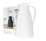 alfi ECO 1,0l, coconut white, Isolierkanne mit hygienischem Hartglaseinsatz aus Kunststoff, Drehverschluss mit bequemer Drucktaste, Ausgießen mit einer Hand, ideal als Kaffeekanne, Teekanne, BPA-frei