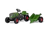Rolly Toys rollyKid Fendt Vario (Trettraktor mit Anhänger für Kinder, Motorhaube zu öffnen, Kettenspannung einstellbar, Kinderfahrzeug) 13166, Grau