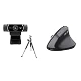 Logitech C922 PRO Webcam & Trust Yuno Wiederaufladbare Vertikale Maus, Kabellose